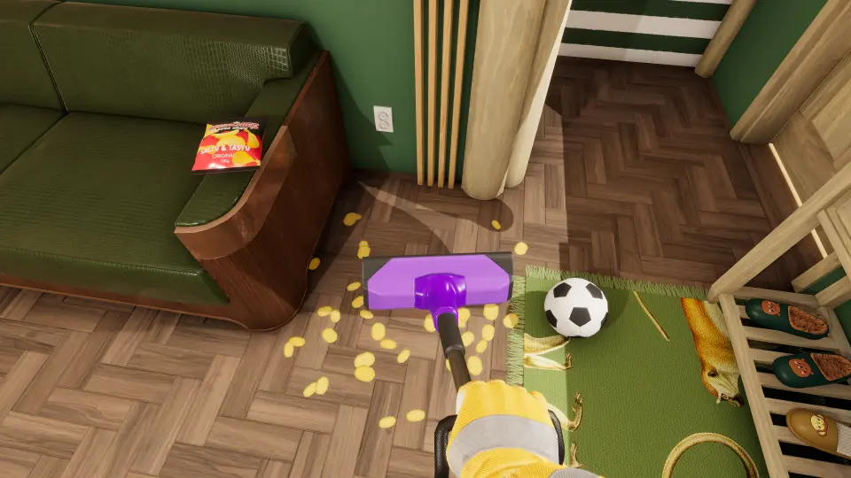 Game screenshot 11, vacuuming chips from a wooden floor