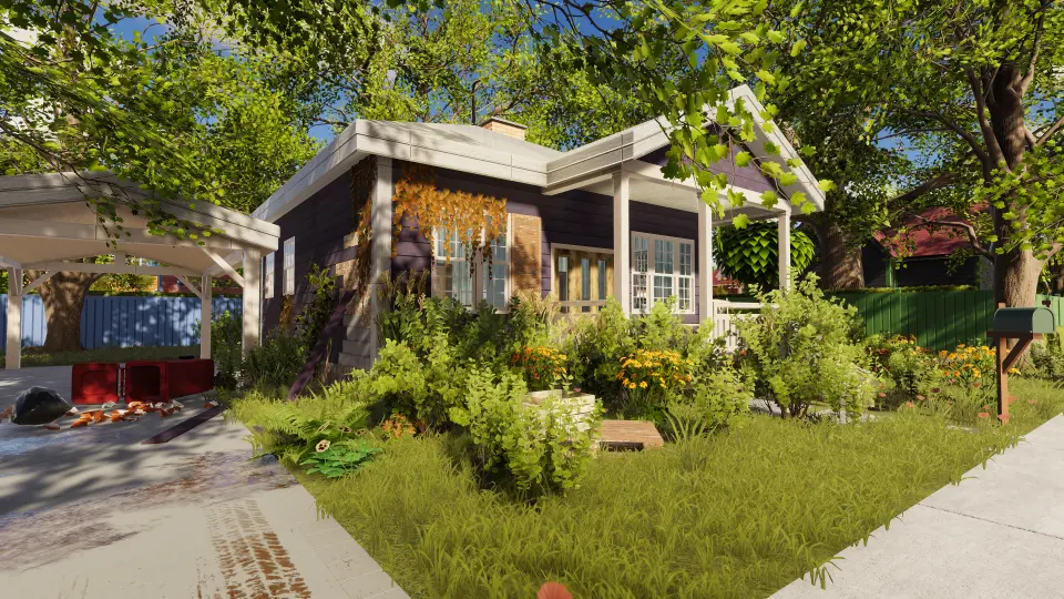Game screenshot 2, an overgrown house